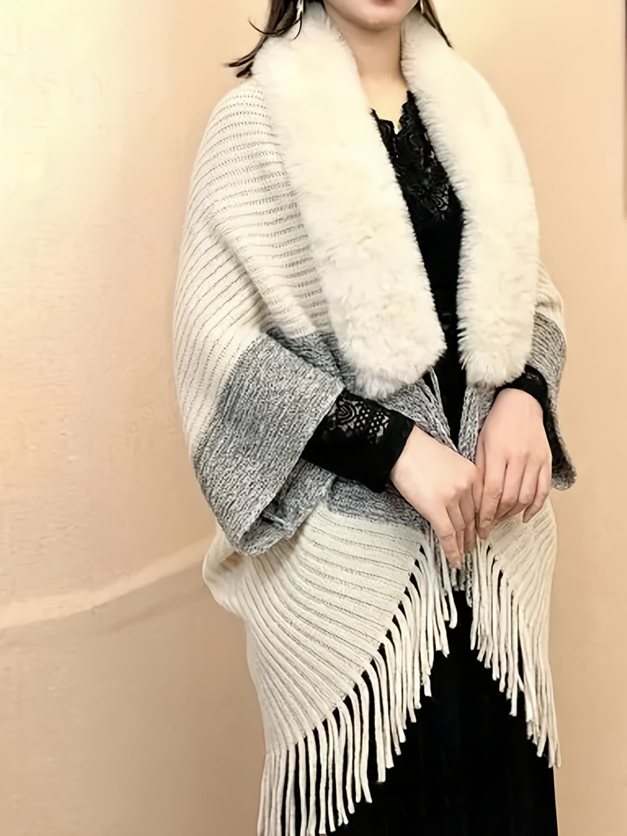 Color-Block Scarf, Soft And Comfortable Scarf, Elegant And Fashionable for Daily And Parties - Off-white