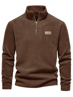 Autumn-Winter Plush Top Half-Zip Sweatshirt Trendy Warm Clothing - Red-brown