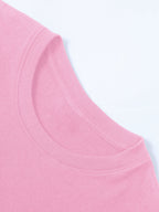 Fashionable New Women's T-shirt Top, Summer Casual Short-sleeve T-shirt, Versatile and, Featuring a Cute "Disney" Minnie Mouse Pink Bow Smiling with Hand on Chin Print. Made of 100%, the Fabric Is Comfortable and Breathable. Suitable for Daily Wear - pink color