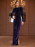 Elegant Women'S Long Evening Gowns, Host Performance Outfits, Bridesmaid Dresses, Ball Gowns, Awards Ceremony Dresses, Fashionable Boutique Dresses, Graduation Ceremony Costumes, Holiday Date Outfits - Deep Purple