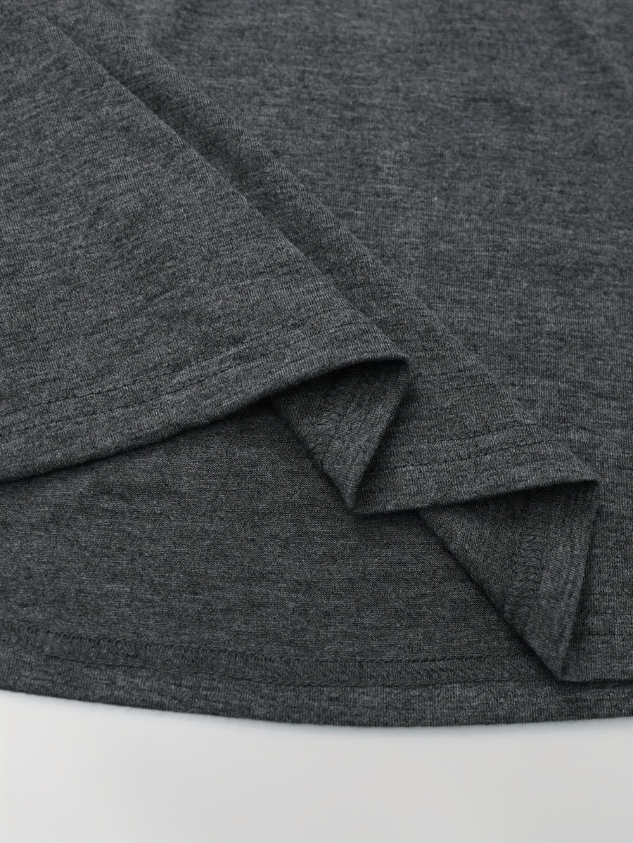 Fashionable Loose-Fitting Versatile Casual Short-Sleeve T-Shirt with Print - Dark Gray