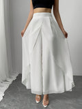 Women's Wide-Leg Pants, Simple Loose Long Pants, Flowing and Lightweight, Casual Elegant Style - White