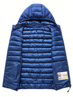 Men'S Slim-Fit Hooded Vest - Lightweight Non-Stretch Jacket, Front Zipper Closure, Side Pockets - Cold Weather Outerwear for Everyday & Formal Events - Fall/Winter, Winter Clothing, Sleek Design, Durable Construction, Stylish Outerwear, Urban Style - Blue