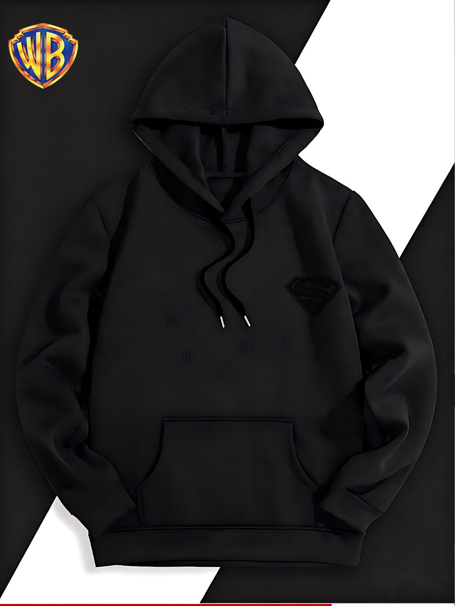 Warner Bros. Superman Sketch Print Hooded Sweatshirt, Men's Loose Fit Casual Top, Versatile and Comfortable Autumn/Winter Sweatshirt - Black