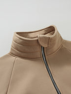 Men's Fashion Raglan Sleeve Sweatshirt with Half-Zip Open Neckline, Autumn/Winter Casual Versatile Long-Sleeve Sweatshirt - Khaki