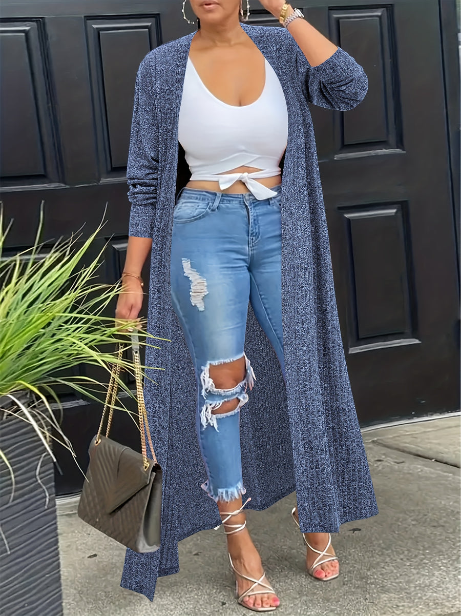 Plus Size - Plus Size - Women'S Fashion Plus Size Spring/Autumn New Versatile Long Outerwear - Blue