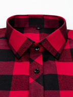 New Trendy Men'S Brushed Checkered Shirt Fall Winter Casual Jacket Outerwear - Red