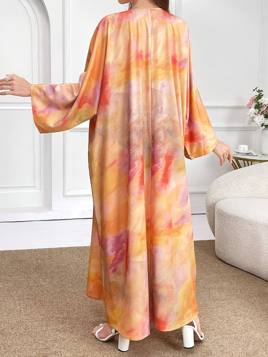 Elegant Arabic Robe Loose Dress - Multicolor