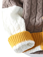 Men'S Fashion Trend Semi High Neck Knitted Sweater Autumn And Winter New Item Color Blocking Splicing Warm Pullover Top - Yellow