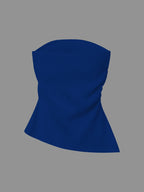European And American Style Women'S Tube Top, New Pleated Slim-Fitting Split Hot Style Sleeveless Vest for Spring, Summer And Autumn - Blue
