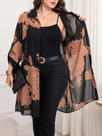 New Women's Elegant Long-Sleeve Shirt for Spring/Summer, Summer Chiffon Printed Blouse, Elegant Button- Shirt, Spring/Summer Commuter Shirt, Elegant Women's Top, Women's Office Wear, Women's Commuter Wear, Social Occasion Top, Women's Casual Top - Multicolor