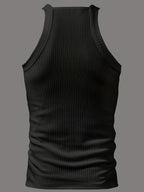 ROYALBOY Men's Slim Fit Tank Top with Thick Shoulder Straps - Sleeveless Athletic Shirt Suitable for Gym, Parties, Commuting, Solid Color Non- Back Strap Design, Machine Washable Spring/Autumn Wear for Daily Wear & Gatherings - Black