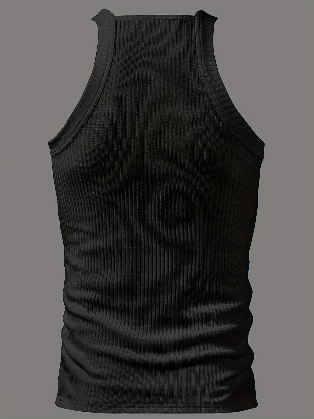 ROYALBOY Men's Slim Fit Tank Top with Thick Shoulder Straps - Sleeveless Athletic Shirt Suitable for Gym, Parties, Commuting, Solid Color Non- Back Strap Design, Machine Washable Spring/Autumn Wear for Daily Wear & Gatherings - Black