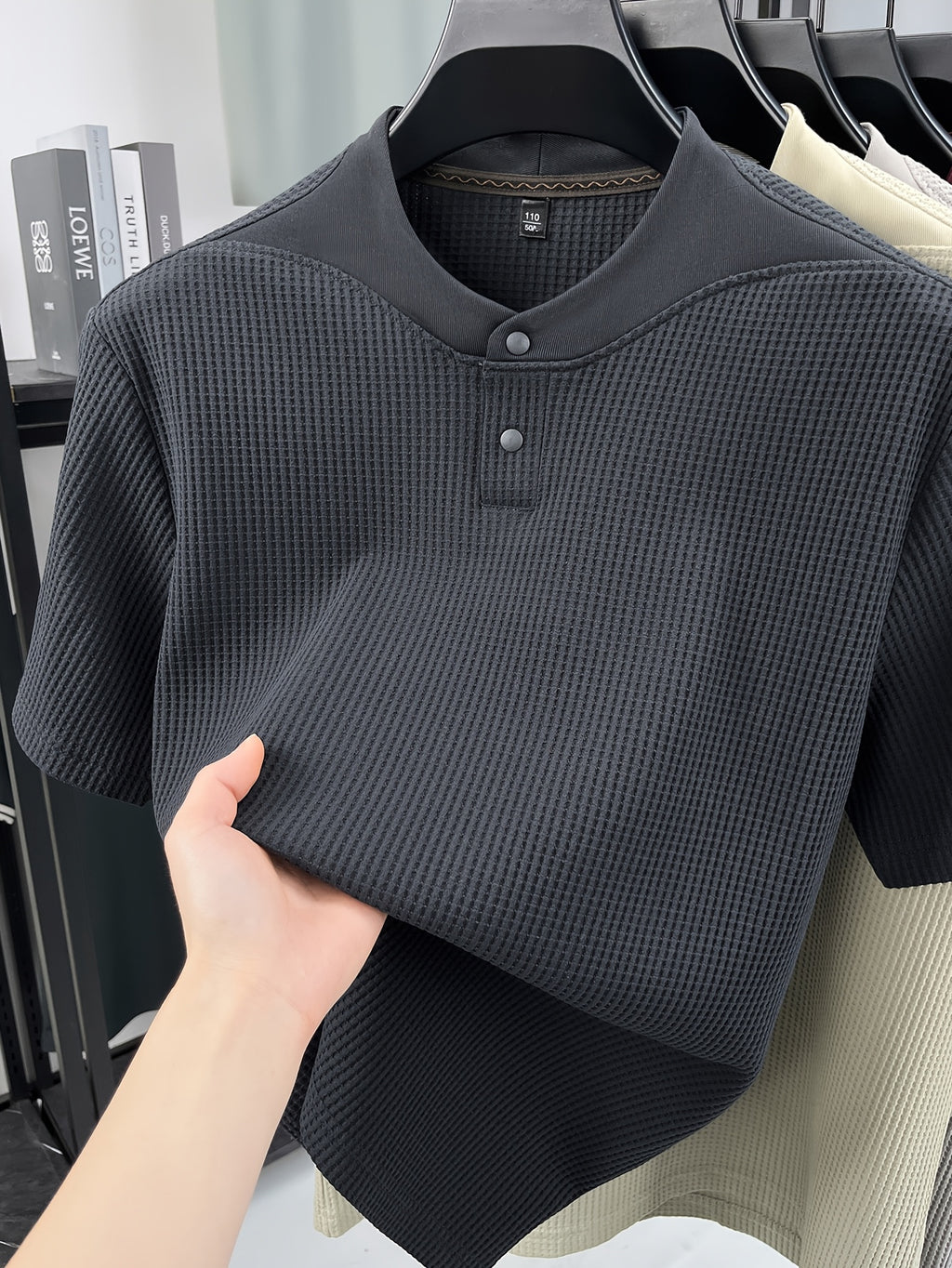 New Summer Style Men's Short-Sleeve Polo T-Shirt with Small V-Neck and Two-Button Placket, Fashionable and Versatile Sporty Casual Men's Apparel, Skin-Friendly, Comfortable, Stylish, Slimming, and Breathable, HF66180 - Dark Gray
