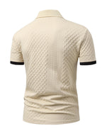 CLICK Print Summer Temperament Heavyweight Men'S Contrast Collar Short Sleeve Polo Shirt New Jacquard Fabric Comfortable Casual Contrast Collar Men'S Short Sleeve Clothing Jacquard Fabric Texture Random - Khaki