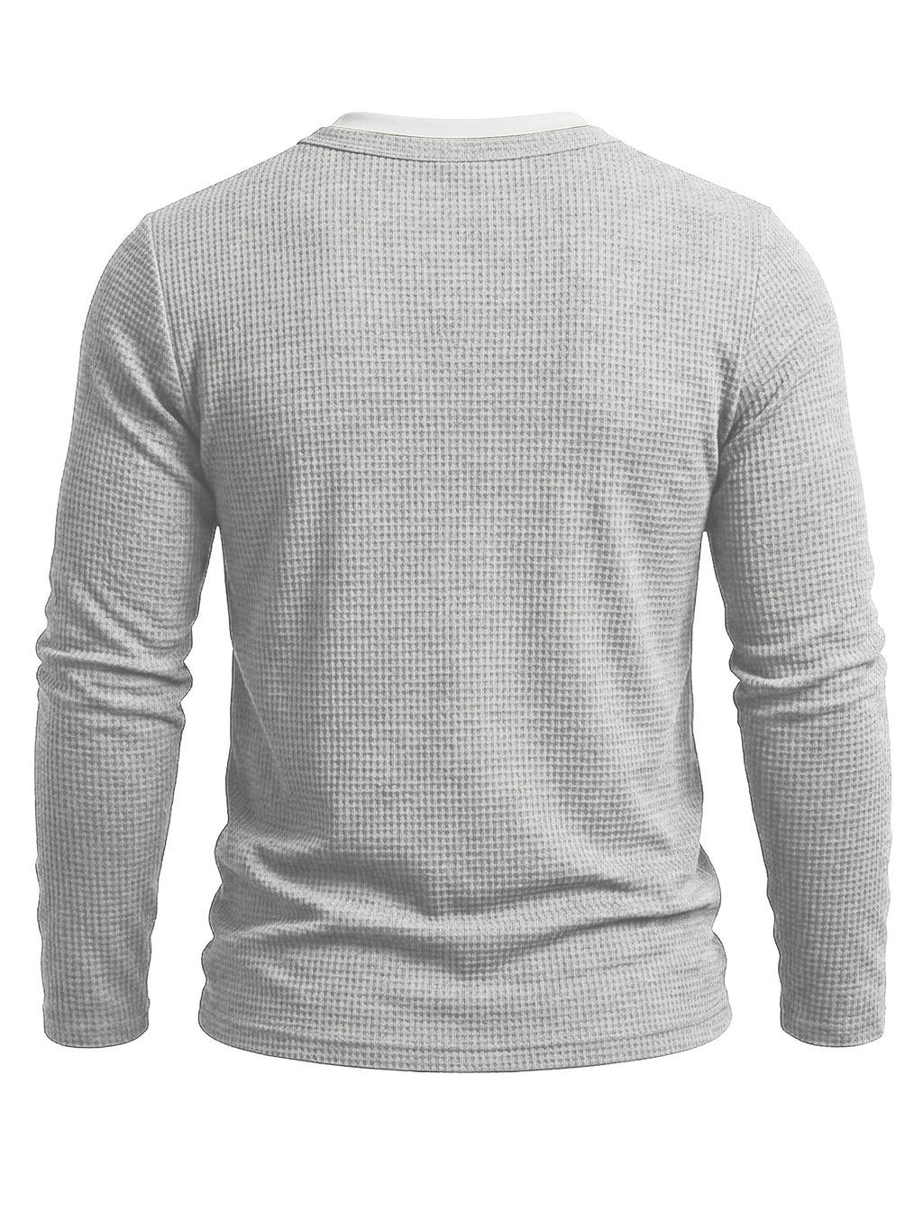 Autumn/Winter Cross-Border Men's Long Sleeve Crew Neck 2-in-1 Look Henley Shirt European and American Men's Pullover Base Layer T-shirt - Ash
