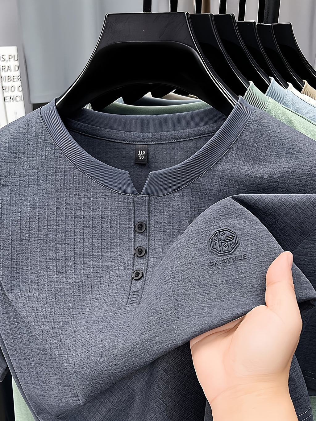 Men's Summer Short-Sleeve Crewneck T-Shirt - Breathable Business Casual Round Neck Base Layer Top, Solid Color Asymmetrical Hem Suitable for Daily Work Wear, Office & Casual Outfits, Machine Washable Light Luxury Style - Dark gray