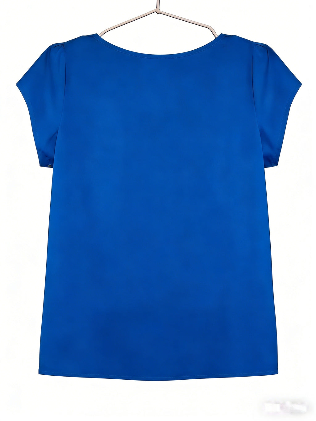 Elegant Fashion Solid Color Round Neck Top for Women - Blue