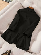 2026 New Premium Solid Color Single-Button Suit Jacket, Elegant 3/4 Sleeve, Comfortable And Breathable Casual Outerwear, Elegant Style Suitable for Daily Spring Summer Autumn, All-Match Temperament Suit - Black