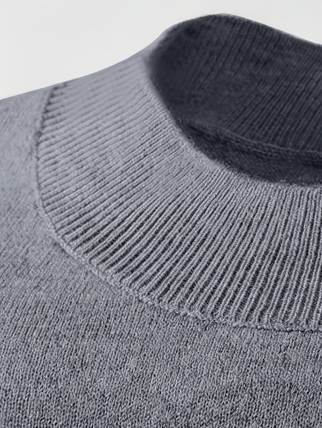2026 New Men'S Thick High-End Semi High Neck Knitted Sweater Light Luxury Solid Color Warm Sweater Base Sweater - Grey