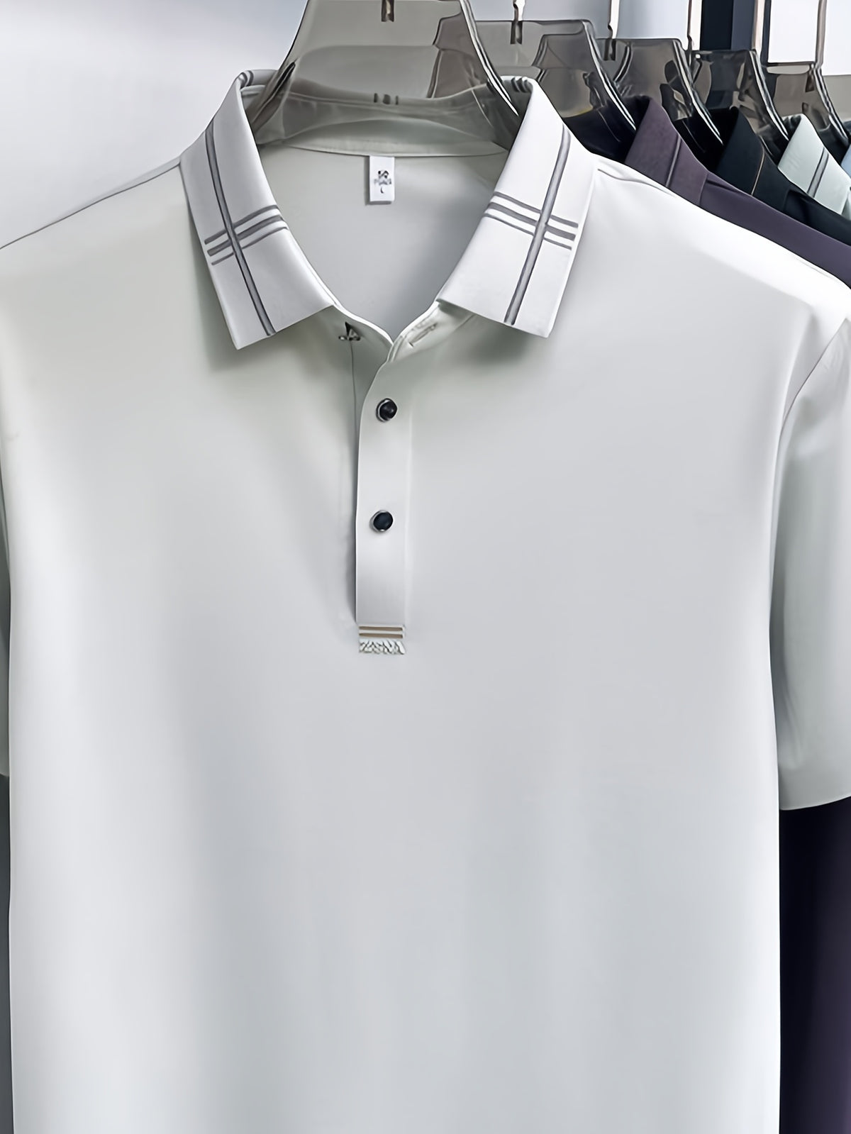 Men's Summer Polo Shirt with Plaid Contrast Collar, Seamless Construction for a Restrictive-Free Feel, a Comfortable Choice for Summer Commuting, Outdoor Activities, and Business Meetings - SINBOS - Beige Apricot