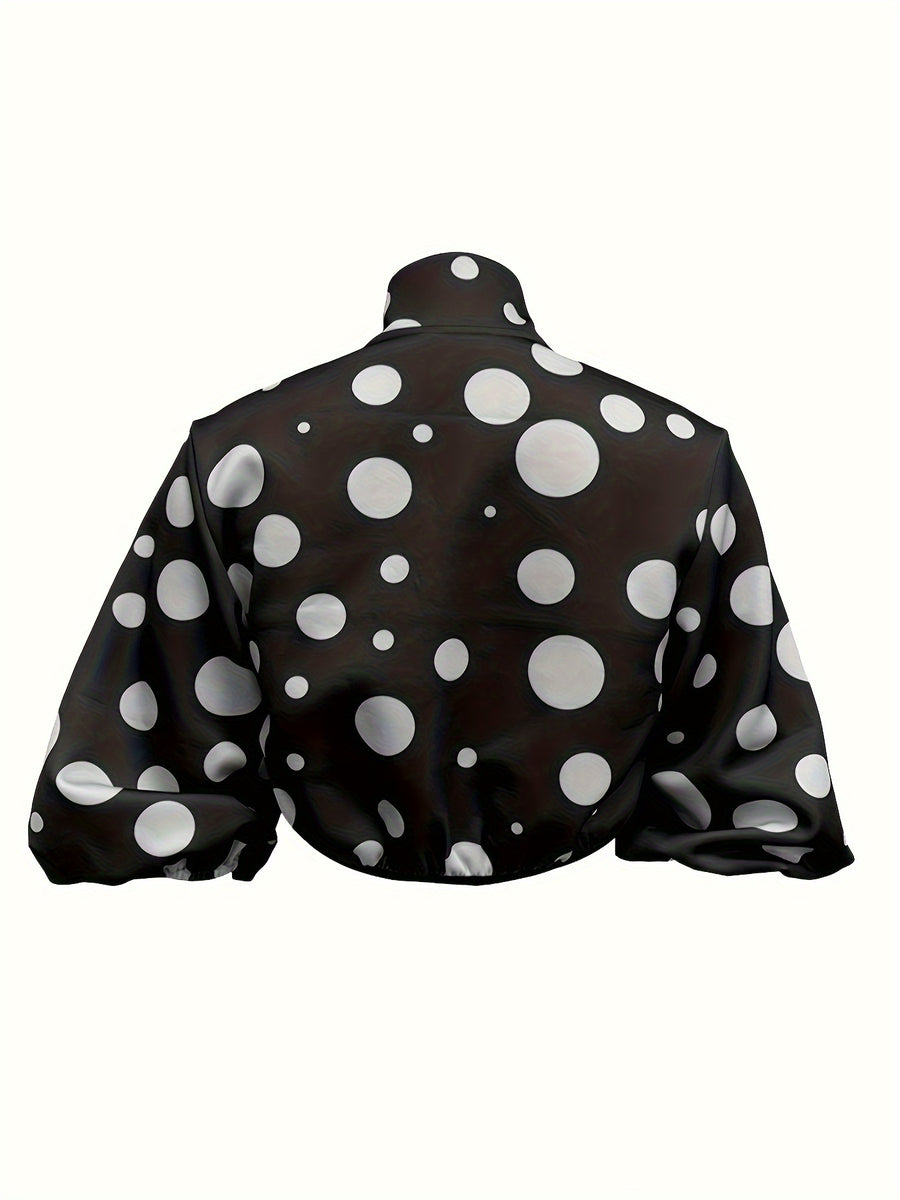 LN955 Autumn New Print Zipper Long Sleeve Women's Casual Short Jacket - Black 1