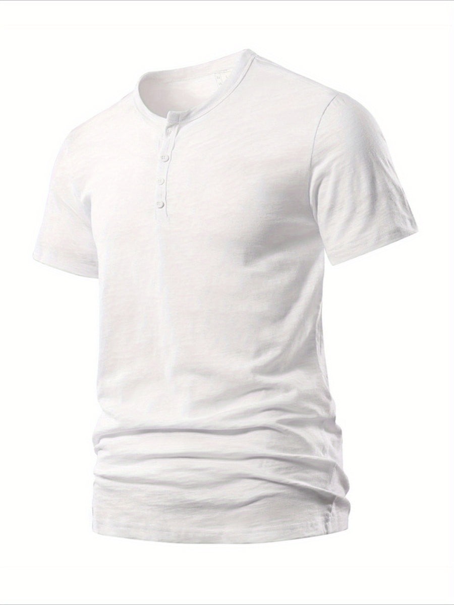 Men'S Summer Fashion T-Shirt Solid Casual Men'S Beach Vacation T-Shirt - White
