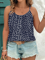 Women's Casual Fashion Tank Top - Blue+White