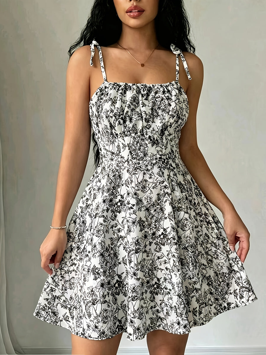 Women's Spring & Summer Sexy Vacation Dress, Allover Floral with Lace Details, Suitable for Romantic Occasions, Balls, Birthday Parties, Elegant Outfits, Casual Fashion, Y2K Style, Club Wear, Backless Design - Deep Grey