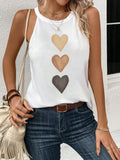 Gradient Heart Print Halter Top, Elegant Sleeveless Top For Summer & Spring, Women's Clothing - White