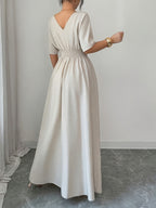 Elegant Women's Long Summer Dress - Apricot