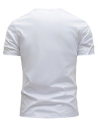 100% Cotton Men's T-Shirt, Summer Short Sleeve Thin Top, Trendy Fashionable Slim Fit, Simple and Casual, Versatile for Daily Wear, Artistic Brushstroke English Print with  Slogan Pattern - White