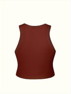 2026 Women's Y2K New Fashion Round Neck Sleeveless Tank Top - Trendy Layering for All Seasons Street Style - Unique Geometric Print Pattern - Vintage Lightweight Black White Brown Blue Pink Popular Cute Loose Comfortable Multi-Color Options - Coffee Brown