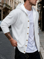 New Fall Winter Men'S Cardigan Hoodie - Button-Front Sporty Casual Sweatshirt, Soft And Comfortable, Versatile Streetwear Gentleman Top Winter Clothes for Men - White