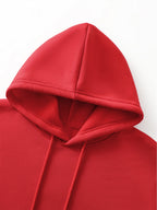 Men's Casual Solid Color Hooded Sweatshirt - Adjustable Drawstring Hood + Front Kangaroo Pocket, Machine Washable Wrinkle-Resistant Fabric, Suitable for Casual Wear and Light Sports, Comfortable Long-Sleeve Hooded Top for Daily Commutes and Outings - Red