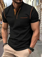 4pcs Set Fashion Men'S Henley Shirts Short Sleeve Golf Shirt for Men Casual Outdoor Tennis T-Shirt Polos - Khaki-Wine Red-Black-Military Green