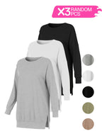 3pcs Random Color Women's Plus Size Loungewear Tops - 3PCS Random Color