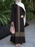 New Middle Eastern Style Muslim Elegant Robe, Featuring Middle Eastern Ethnic-style Prints and a Long Skirt Design, Suitable for Eid Al-Fitr and Eid Al-Adha. This Loose, Comfortable, and Breathable Long-sleeve Dress Is Perfect for Commuting - Mixed colors
