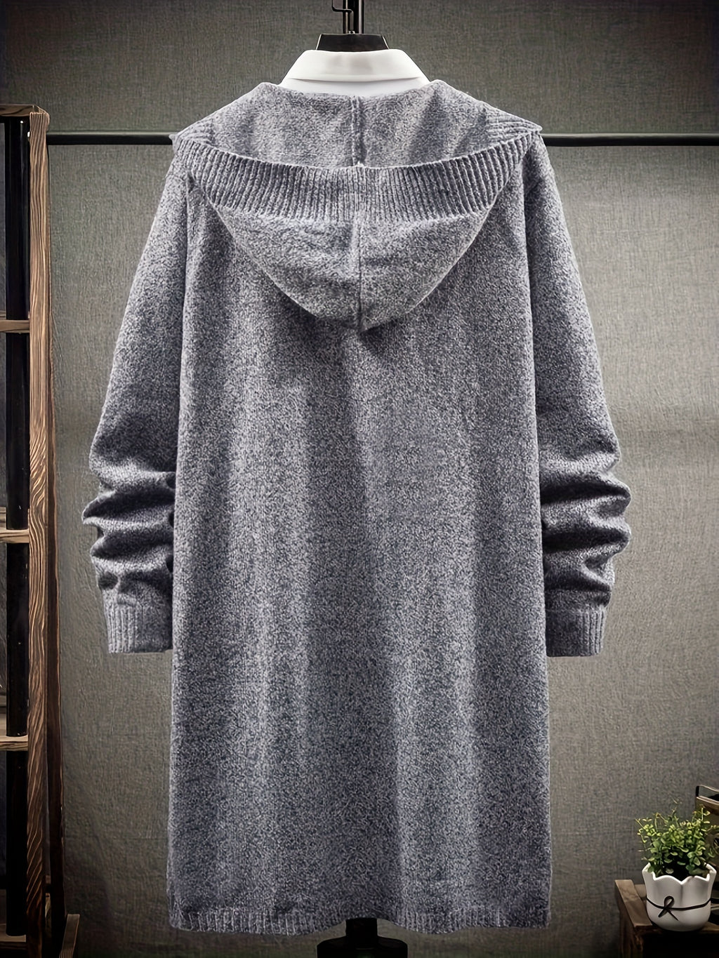 Fashionable Men'S Knitted Cardigan with a Hood, Suitable for Autumn And Winter - Dark Gray