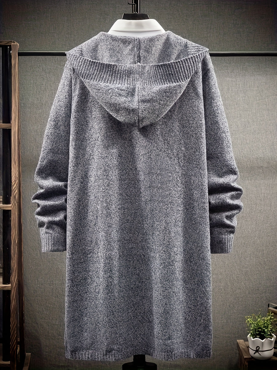 Fashionable Men'S Knitted Cardigan with a Hood, Suitable for Autumn And Winter - Dark Gray