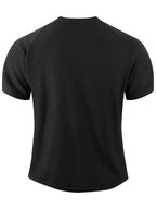 Summer Casual Fashion Men's Short-Sleeve Henley T-Shirt, Outdoor Leisure Work Running Comfortable European and American Trendy Versatile Men's Casual Shirt, Minimalist Outdoor Breathable Training Casual Men's Versatile Polo Shirt - Black