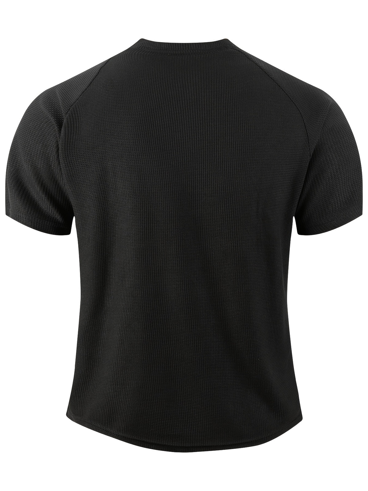 Summer Casual Fashion Men's Short-Sleeve Henley T-Shirt, Outdoor Leisure Work Running Comfortable European and American Trendy Versatile Men's Casual Shirt, Minimalist Outdoor Breathable Training Casual Men's Versatile Polo Shirt - Black
