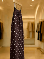 French-Style Polka Dot Mermaid Skirt for Women, High-Waist Hip-Covering 9-Inch Hem Skirt, Spring/Summer Commuter Flowy Long Skirt - Coffee Brown