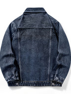 Men'S Vintage Denim Jacket, Classic Lapel, Retro Washed Denim Coat, Multi-Color Casual Workwear Jacket - Navy Color