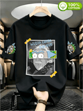 Warner Bros Official Rick Einstein Collage Print T-Shirt, Casual, Comfortable, Versatile, and Loose-Fitting Summer Tee, Suitable for Outdoor and Daily Wear, for Men and Women - Black