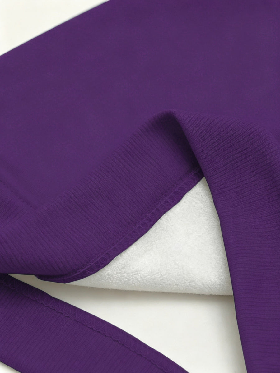 Men's Half-Zip Stand Collar Gradient Print Sweatshirt, Single Pc, Spring/Autumn Casual Pullover Top, Loose Drop-Shoulder Fit, Ribbed Cuffs and Hem, Comfortable Skin-Friendly Fabric, Trendy Gradient Color Pattern, American Casual Style, Plus Sizes - White On Top And Purple On Bottom