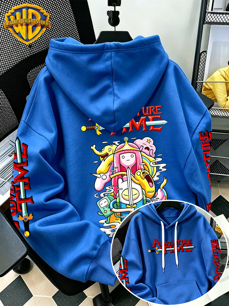 By Warner Bros., 2026 New Adventure Treasure Print, Men's Hoodie, Hooded Sweatshirt, Kangaroo Pocket and Drawstring Hat, Suitable for Daily and Outdoor Sports Wear, Autumn and Winter Warm Jacket, Fashionable Jacket - Blue
