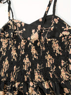 Fashionable Women'S Floral A-Line Dress with a Split Hem, Thin Shoulder Straps, And a Bow Tie Detail - Mixed colors