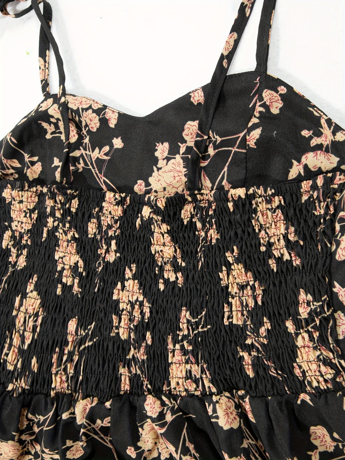 Fashionable Women'S Floral A-Line Dress with a Split Hem, Thin Shoulder Straps, And a Bow Tie Detail - Mixed colors