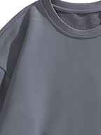 Men'S Crew Neck Sweatshirt, Spring And Autumn Chest Logo Print Pullover Top, Youth Loose Casual Versatile Long Sleeve Base Shirt - Dark Gray